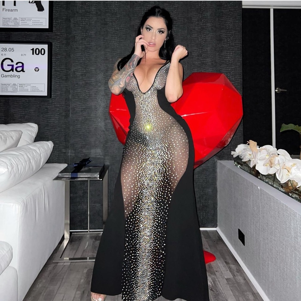 Embellished Black Gown